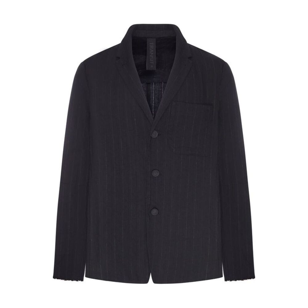 Transit Men Black Pinstriped Jacket